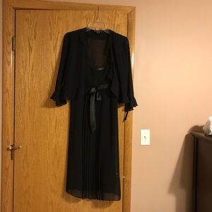 Liz Claiborne Black Dress with Sheer Overlay